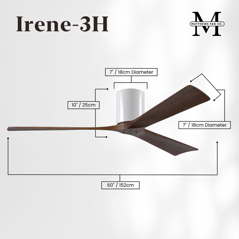 Irene Ceiling Fan, Gloss White, Walnut Tone, 60"