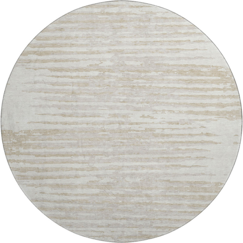 Tapis ivoire Prisco lavable à la machine de qualité supérieure, Rond 8 pi