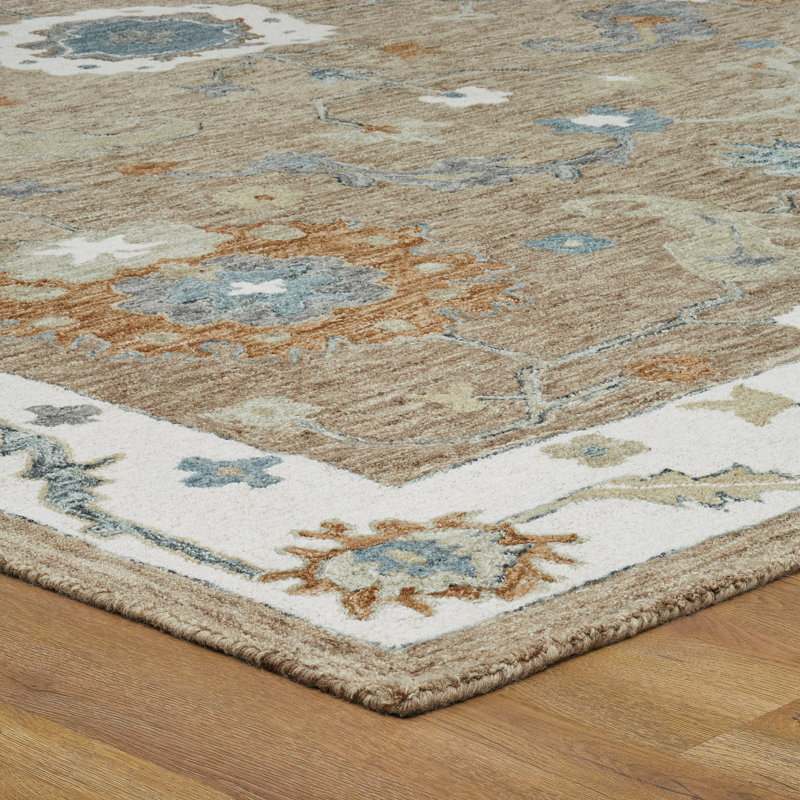 Sundara Botanique Warm Stone Multi Wool Hand-Tufted Area Rug, Beige, Rectangle 2' x 3'