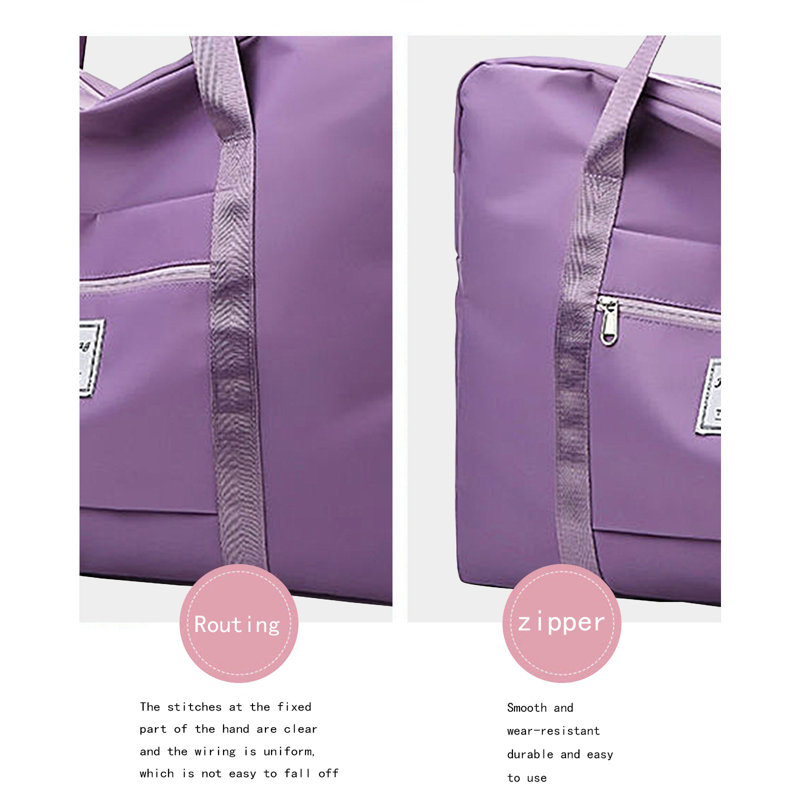 Sac fourre-tout de voyage pliable pour le voyage, 11.81" H x 7.48" W x 0.39" D, Mauve