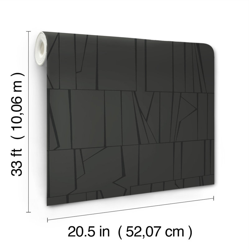 Huntington Indigo Geometric Stripe Wallpaper, Black