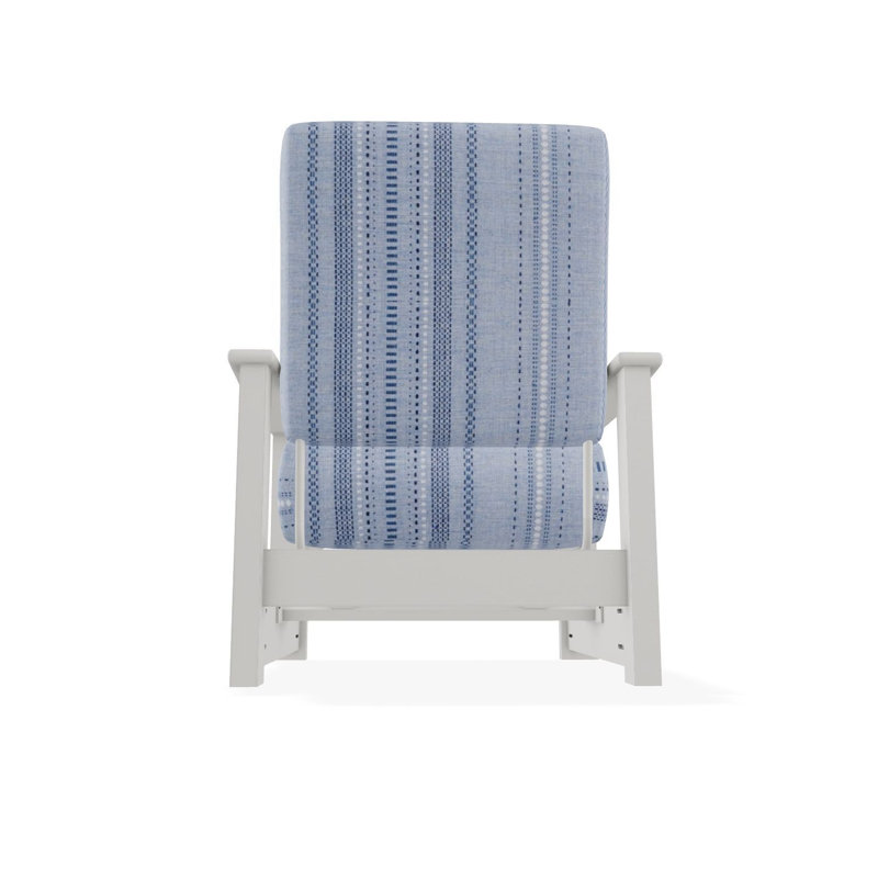 Leeward Marine Grade Polymer Deep Seating Cushion Arm Chair with Hidden Motion, Beige, Blue/White