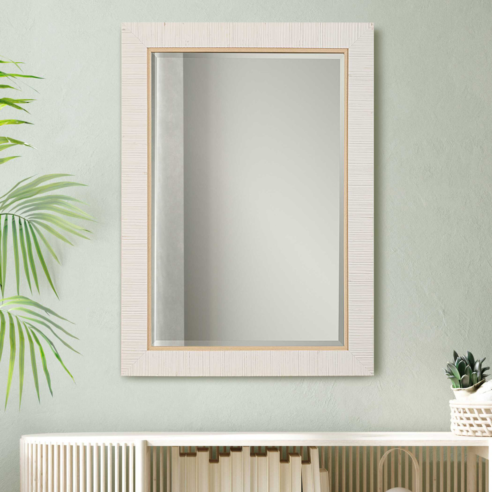 Hereen Rectangle Wall Mirror, 35" x 25", White