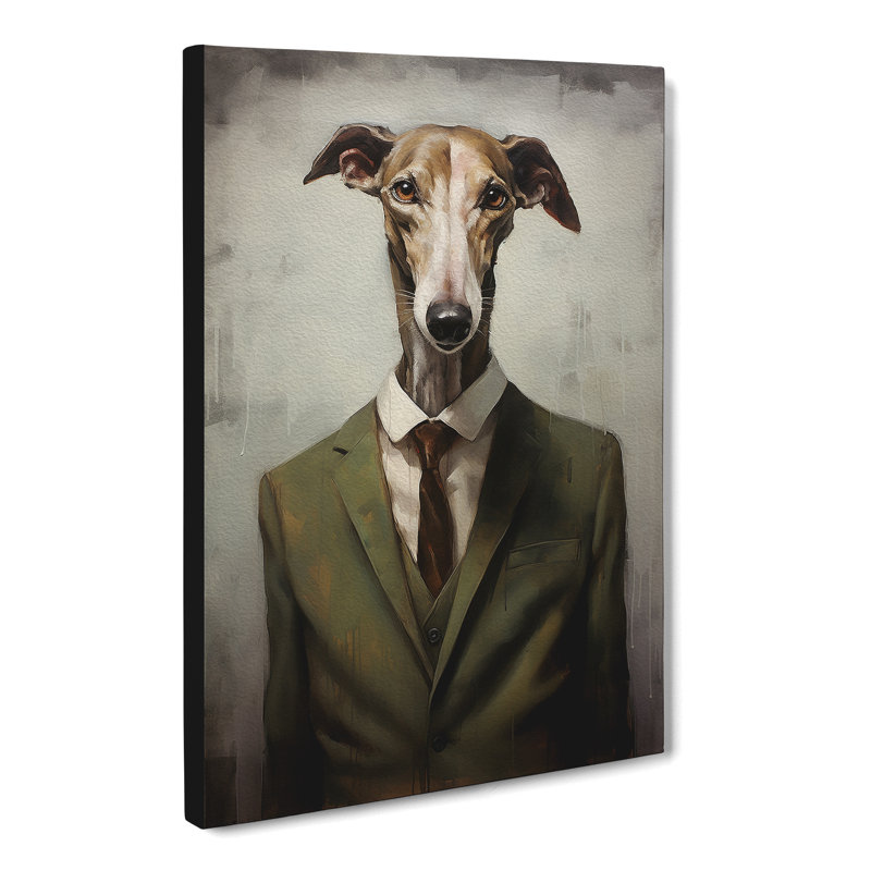 Greyhound in a Suit Painting No.2 - Wrapped Canvas, 60cm H x 40cm W x 3cm D
