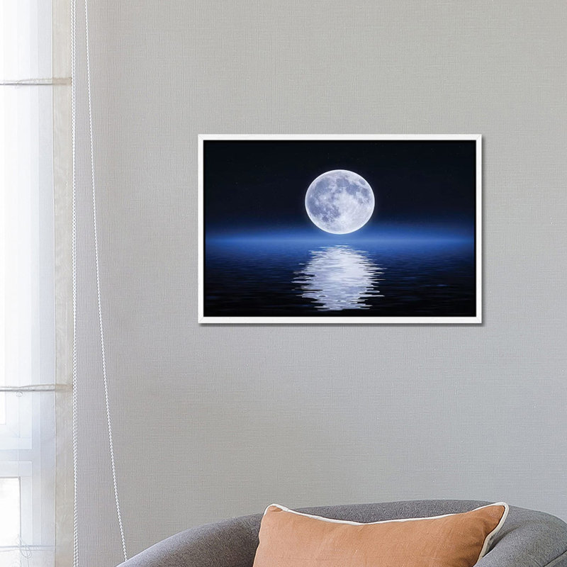 Moon Reflection by Bess Hamiti - Print on Canvas, 66.04 cm H x 45.72 cm W, White Framed