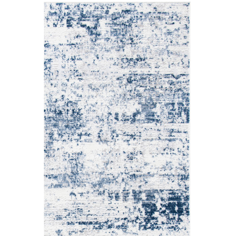 Tapis abstrait Grandview 700 Performance, Navy/Ivory, Carré 8 pi