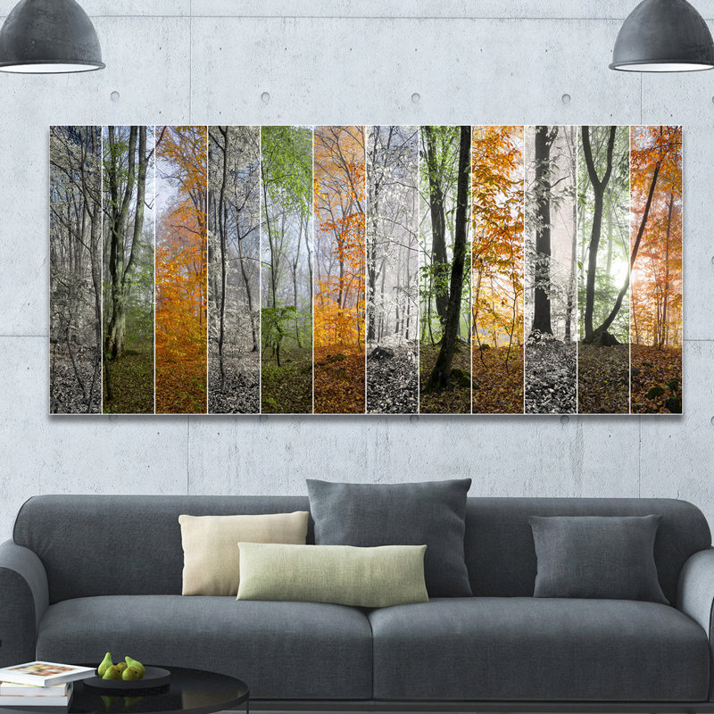 « wood panorama changing seasons », reproduction de photo sur toile tendue, H 28 po x l 60 po x P 1,5 po