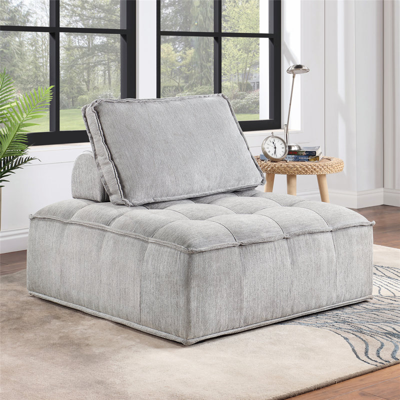 Canapé en tissu d'ameublement 41,3 po, 100 % polyester gris