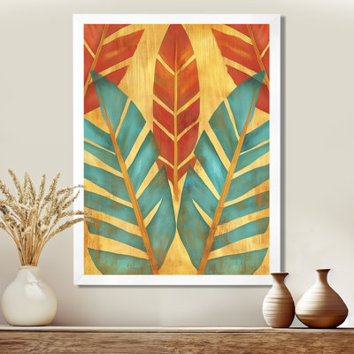 «Blue Palm Frond in Emerald Light II», reproduction d'art sur toile encadrée