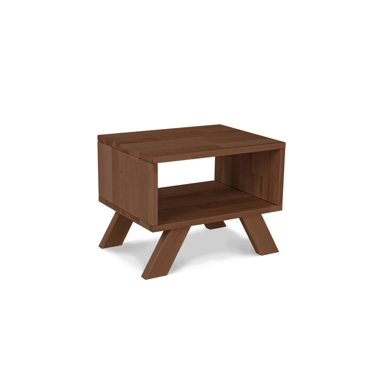 Caed 45 cm W Solid Wood Bedside Table, Walnut