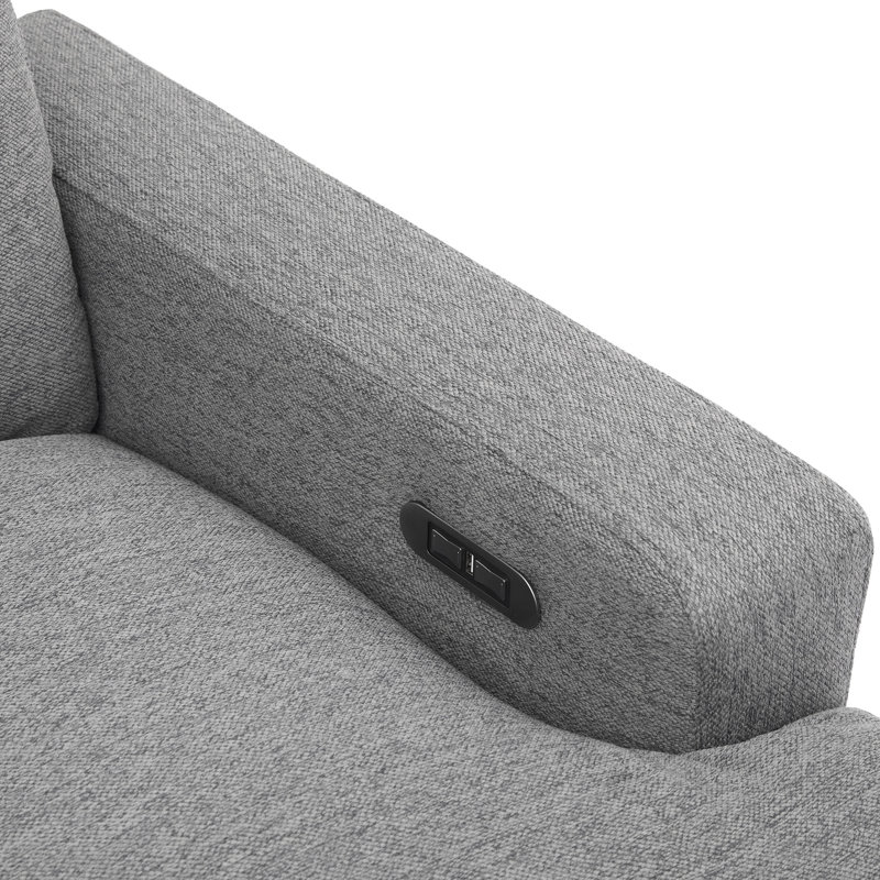 Canapé modulaire inclinable électrique 104 po avec console multifonction 104 po, Lin gris