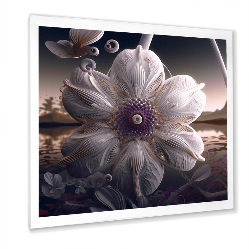 Magie blanche magnolia à l'aube sur toile, H 24 po x l 24 po x P 1 po, Cadre simple blanc