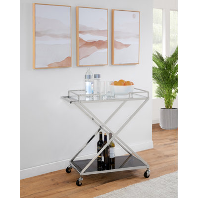 Glass And Metal Bar Cart With Shelf