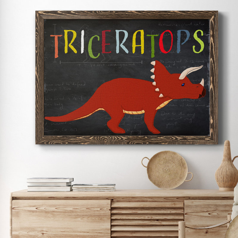 Triceratops - reproduction d'art sur toile, H 31 po x l 44 po x P 1 po, Noyer