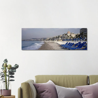 Beach Landscape, Nice, French Riviera, Provence-Alpes-Cote D'azur, France 1 Piece Wrapped Canvas Panoramic Wall Art