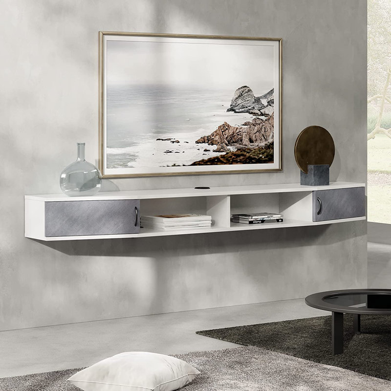 Unfinished Floating TV Stand, Stone Gray