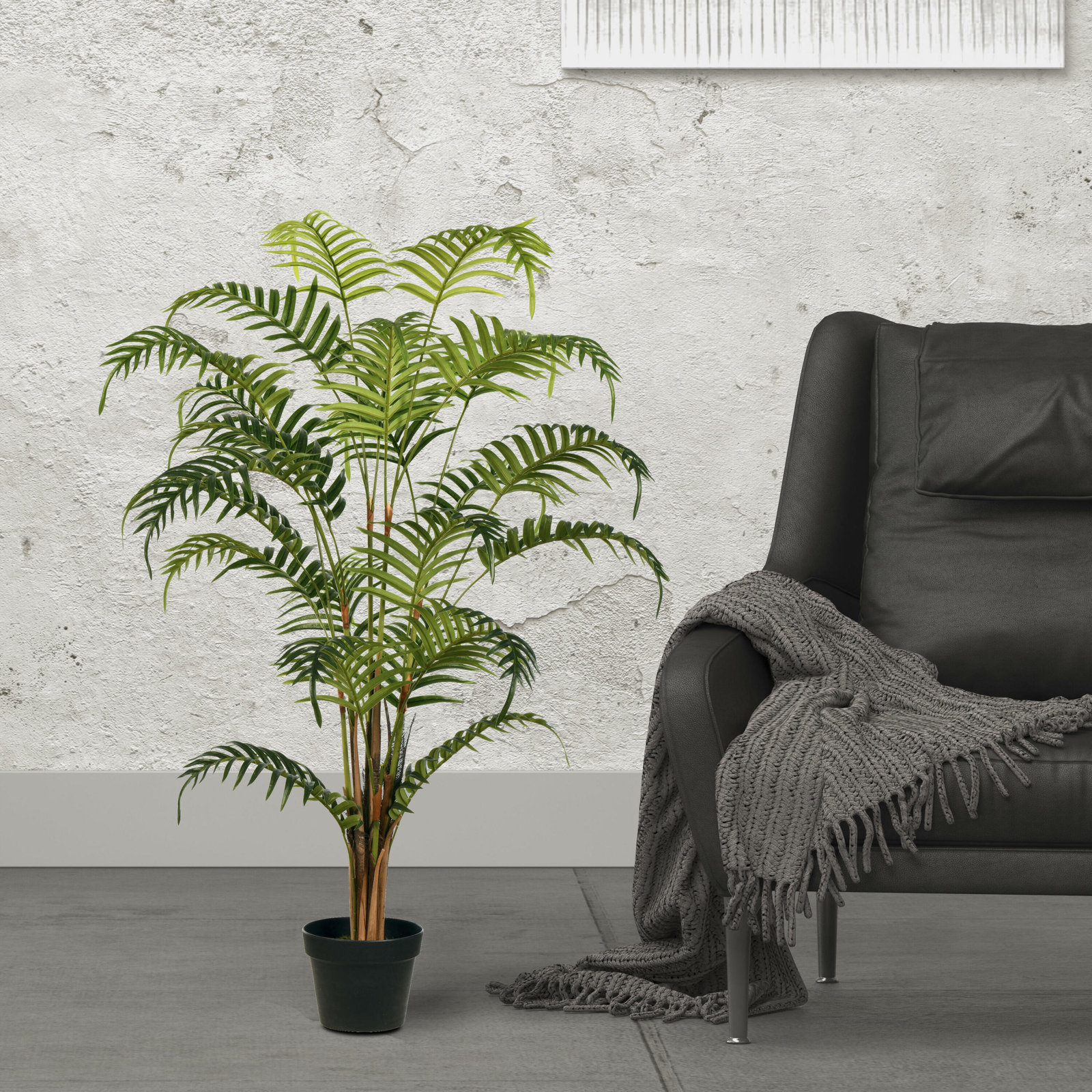 Palm Plant in Pot, 47" H x 16" W x 16" D