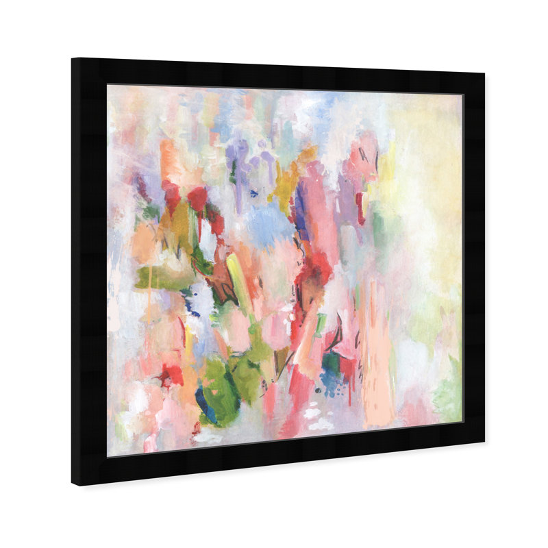 Beauté florale abstraite - Peinture encadrée sur papier, Noir, H 18 po x l 18 po
