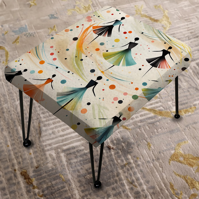 Beige And Green Dance Pattern - Abstract Rectangle Ottoman