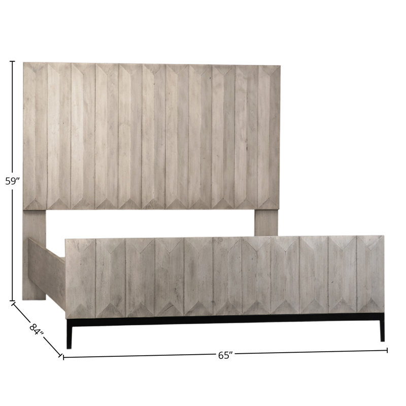 Aldwell Pine Modern Panel Bed, King, Light Gray