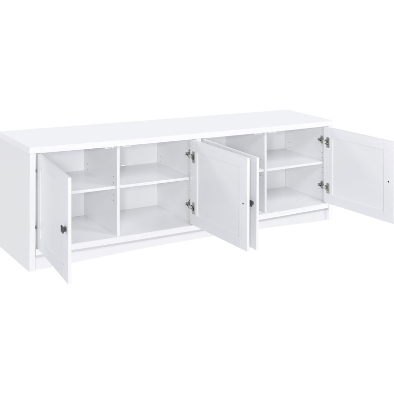 Meuble télé blanc avec 4 portes en bois d'ingénierie avec rangement | Idée de cadeau