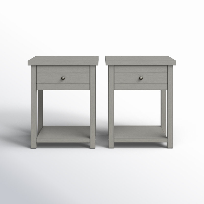 Kiara 18.5" W 1-Drawer Nightstand Set, Gray