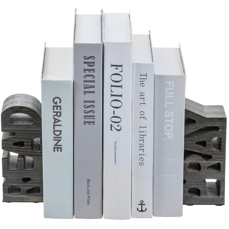 READ & PRAY Text Vintage Weathered Grey Wood Bookends