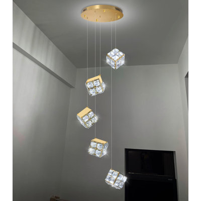 5-light Modern Dimmable Crystal Pendant Lights