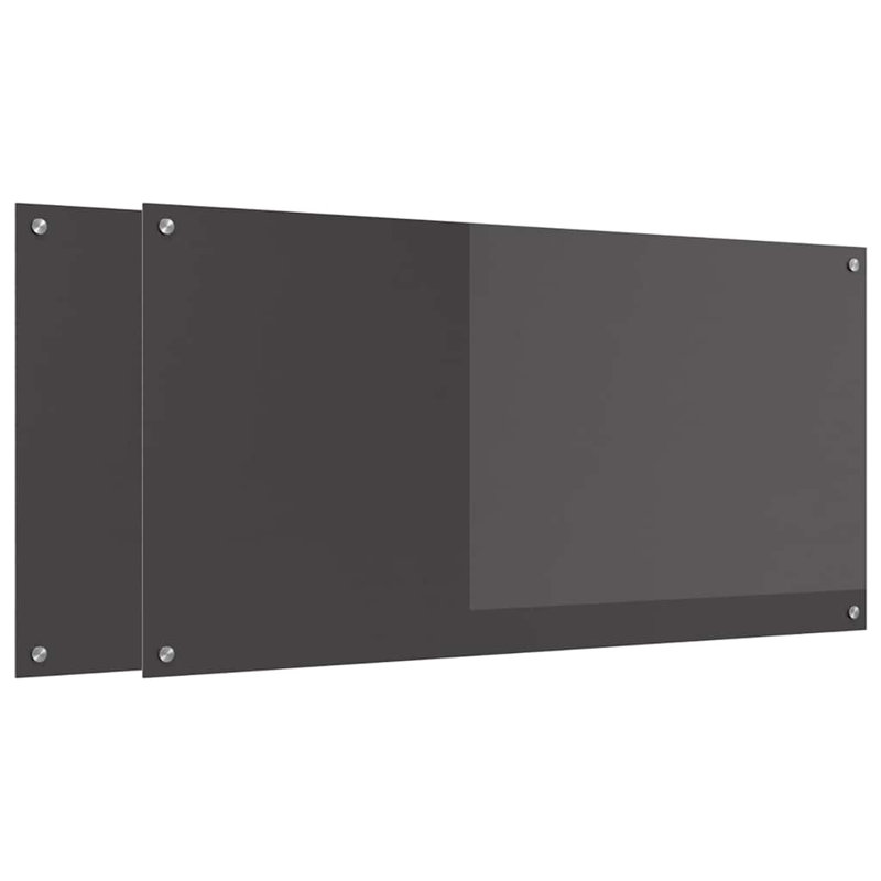 Vidaxl Kitchen Backsplash White 80 X 40 Cm Tempered Glass, Dark Grey, 60cm H x 120cm W