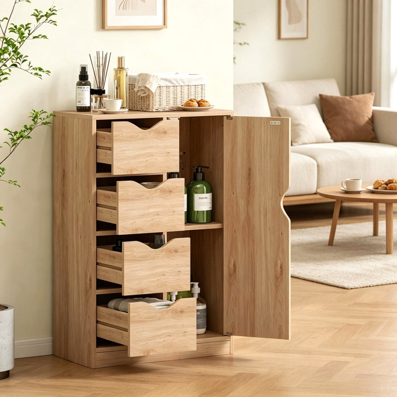 Armoire de rangement verticale compacte, armoire de plancher multi-compartiments, unité de rangement étroite, armoire d'appoint