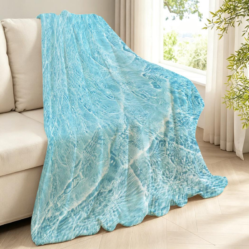 Jeté transparent en flanelle de polaire ultra douce, imprimé abstrait recto Shiny Wave, Throw 40" x 50"