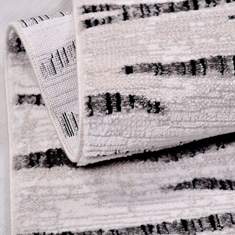 Tapis gris moderne lavable à la machine, Tapis de couloir 2 pi 8 po x 6 pi 7 po