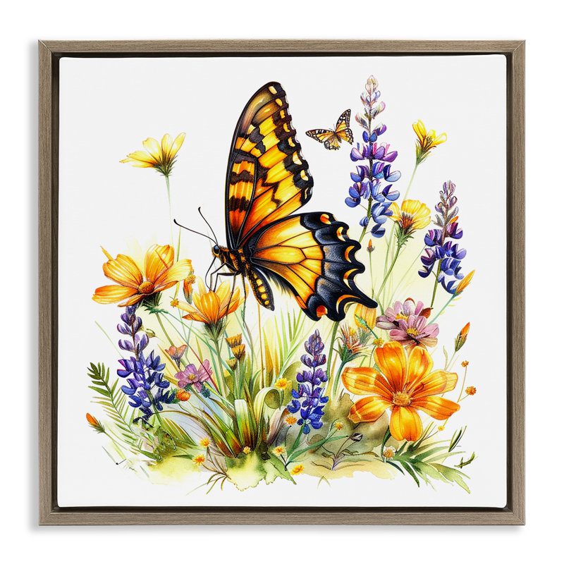  "Butterfly Wings", art mural sur toile flottante par LSR Design Studio, Cadre flottant orme Montalcino, H 18 po x l 18 po