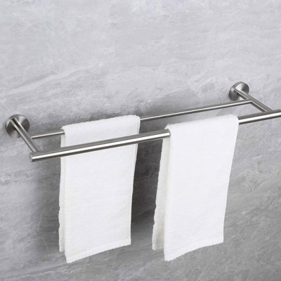 Bathroom Towel Rack 5 Piece Wall Mounted - Brushed Nickel, Aluminium, Modern Design, Rust-, Multifunctional For Various Rooms, Easy Installation 5 Mount Nickel Look, Style, Corrosion, Versatile Use,