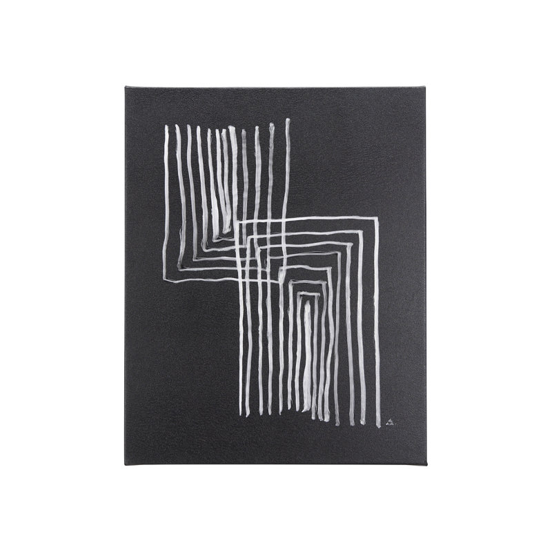 Toile texturée brodée à la main Lines II a, H 25 po x l 20 po x P 1,5 po