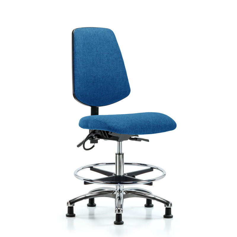 Caleigh ESD Fabric Drafting Chair, Blue, Glides, Included