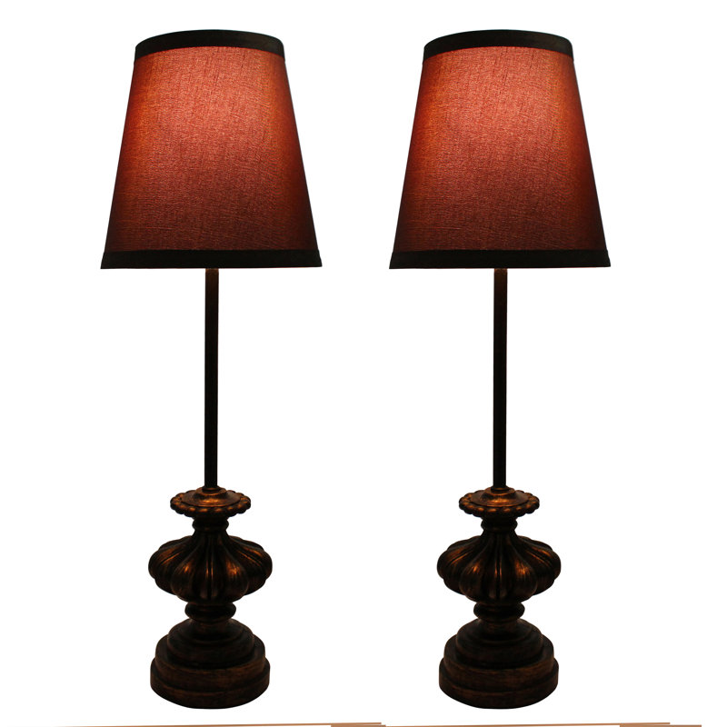 Ensemble de lampes de buffet 18 po Kempf, Base or brûlé / abat-jour chocolat
