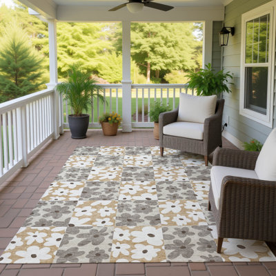Tapis floral intérieur / extérieur lavable à la machine Chantille ACN2476