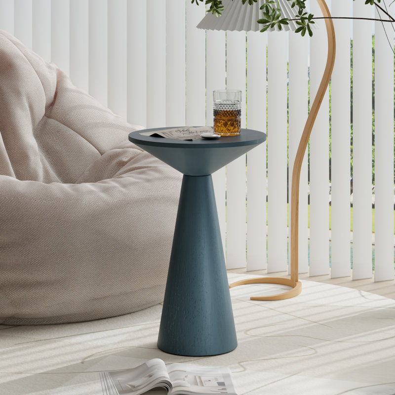 Bozovich Solid Wood Pedestal End Table, 19.5" H x 13.5" W x 13.5" D, Dark Teal