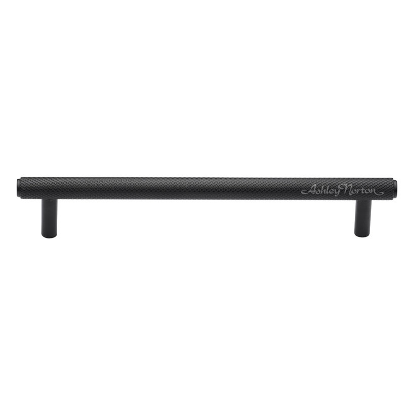 Poignée d'armoire moletée bâloise, Noir mat, 4"