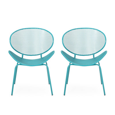 Teal Shell Chairs - Modern Design, Iron Frame, 26.07" D X 33.61" H For Garden Use Chair Shell, Mesh Seating, 24.66" W