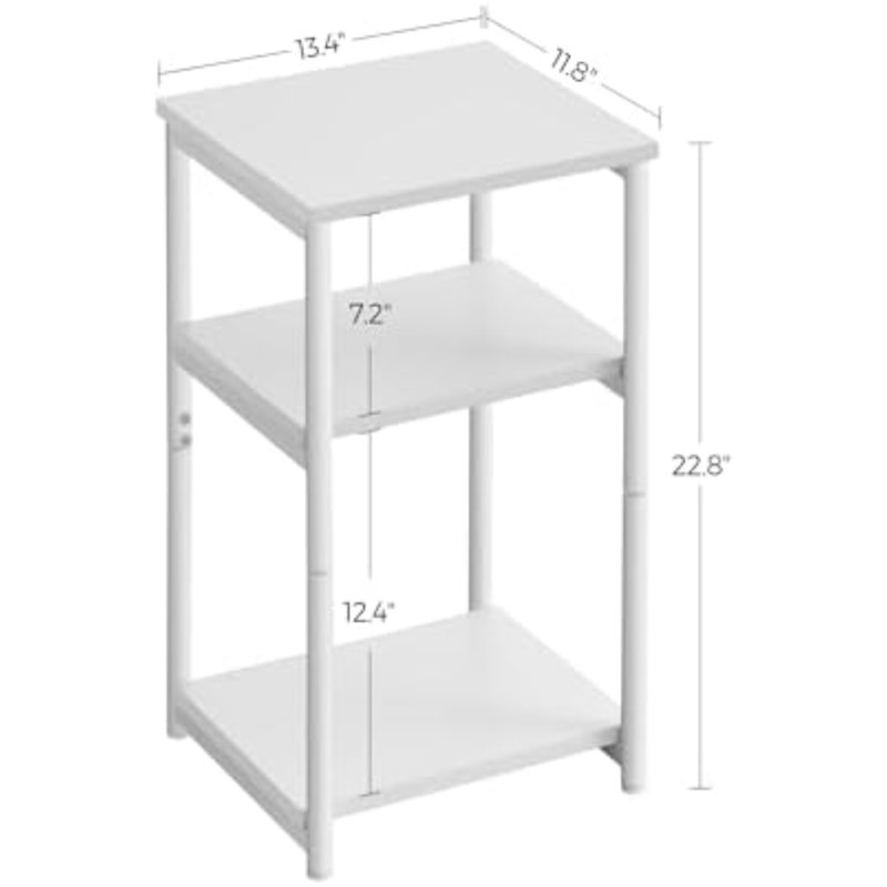 Table d'appoint, petite table de chevet pour salon, table de nuit haute et moderne, pour chambre, bureau ou salle de bain, structure en acier, blanc nuage