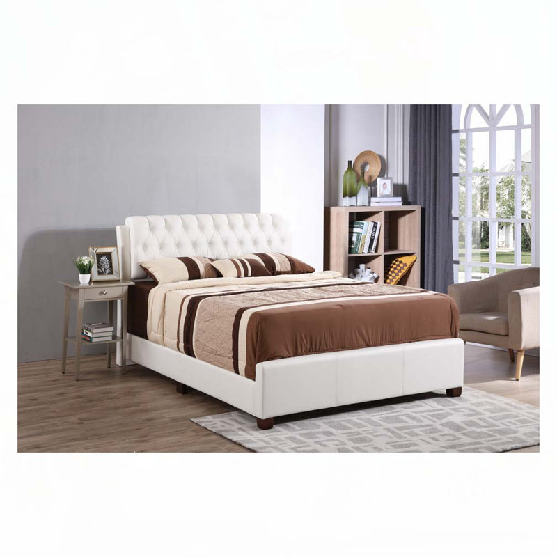 Lit rembourré en polyuréthane avec tête de lit capitonnée, élégant et confortable pour une chambre à coucher moderne, Double
