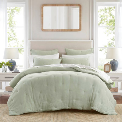 Courtepointe très grande taille en gaze de coton brodée, blanc naturel, peau, chaleur toutes saisons avec attrait douillet et taies décoratives assorties, testée pour son charme visuel léger, confortable et confortable