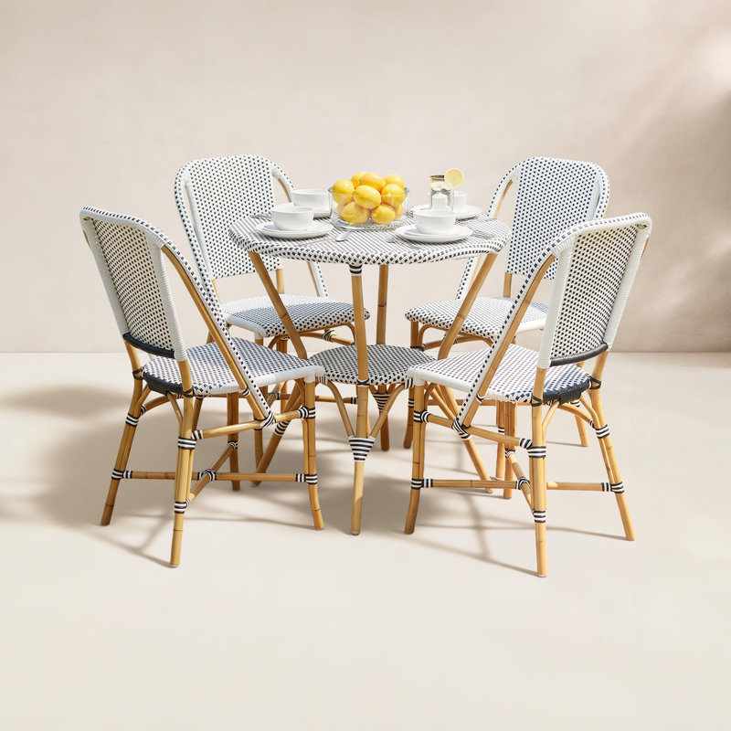 Ensemble repas pour terrasse 3 personnes Ellie, Grey/White, Bleu / blanc