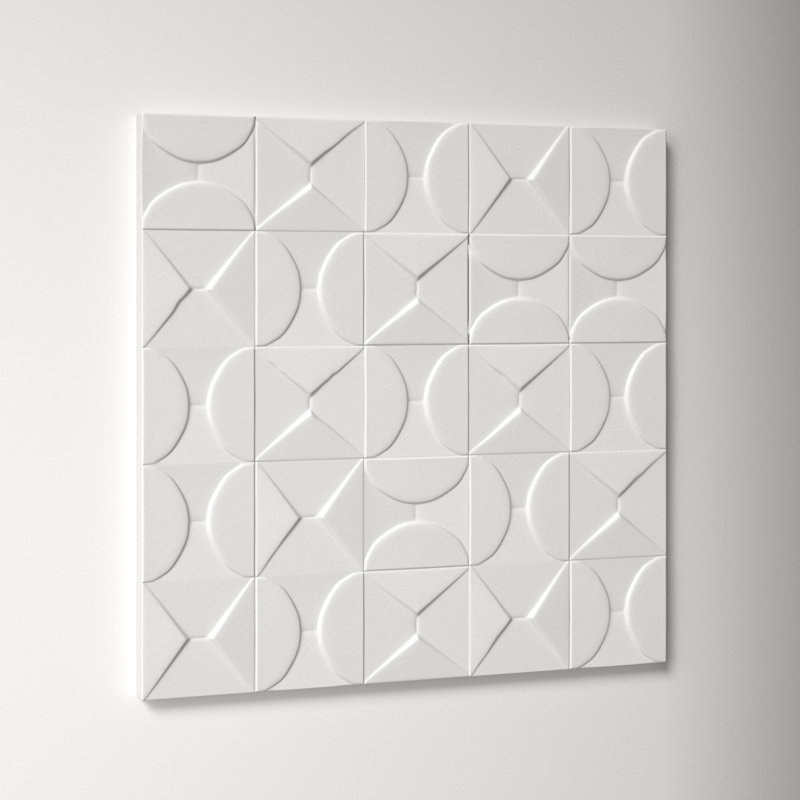White Geometric Wood Square Wall Art Decor