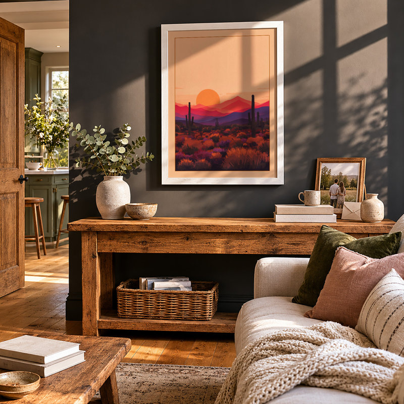 Desert At Dusk Modern - Print, A1 - 84.1 x 59.4 cm, White