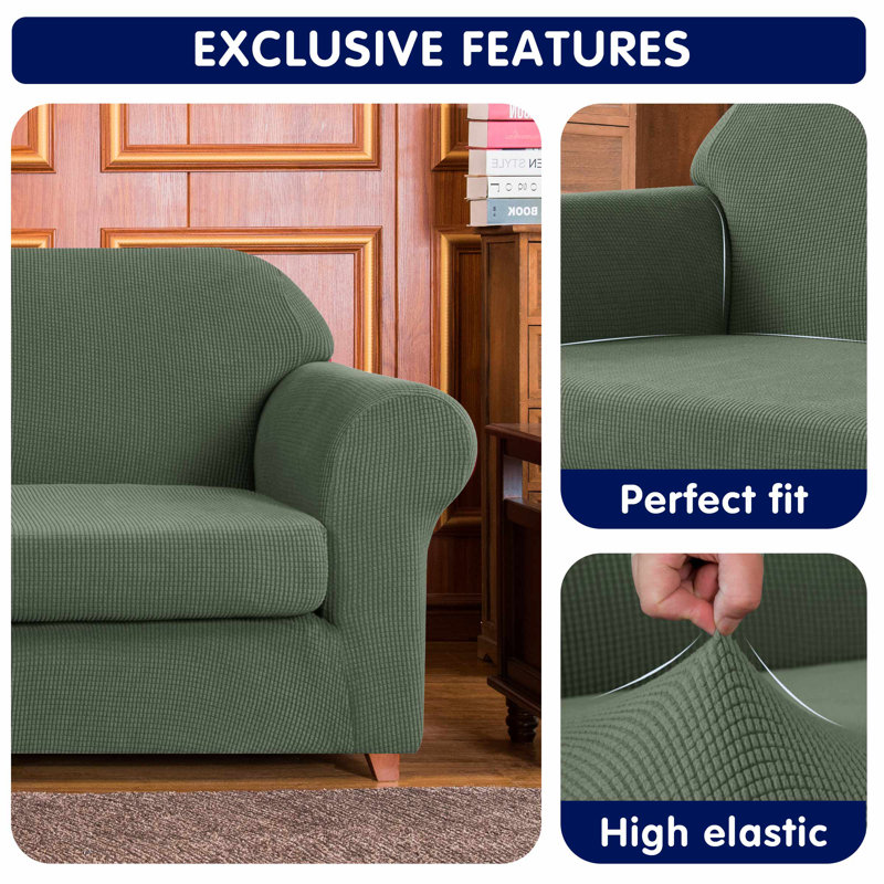 Box Cushion Armchair Slipcover, Olive Green