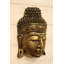 12 po Masque mural en bois serein or Statue de tête de Bouddha sculptée à la main Sculpture Figurine faite à la main cadeau décoration décorative