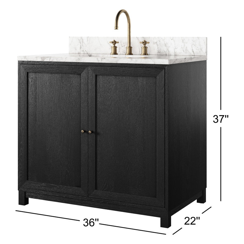 Millie Single Vanity-Satin Drifted Black Veneer, Black, 36"